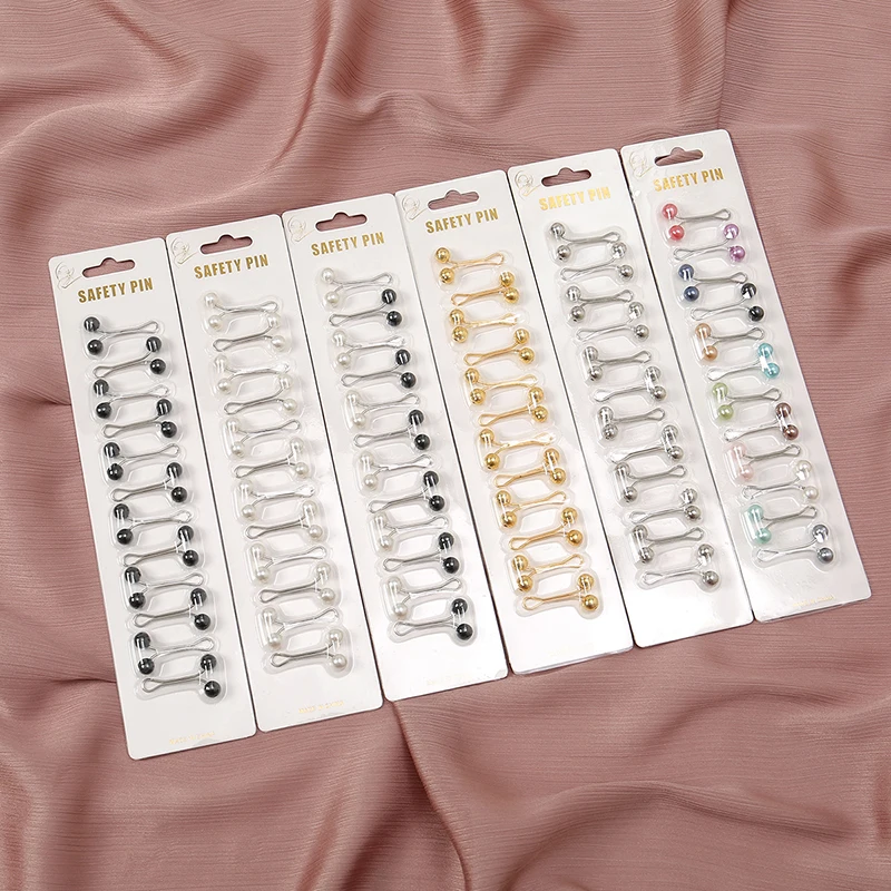 Embroidery Eyebrow - 12 ชิ้น/ถุงมุสลิม Hijab Pins ผ้าพันคอแฟชั่นผู้หญิง Safey