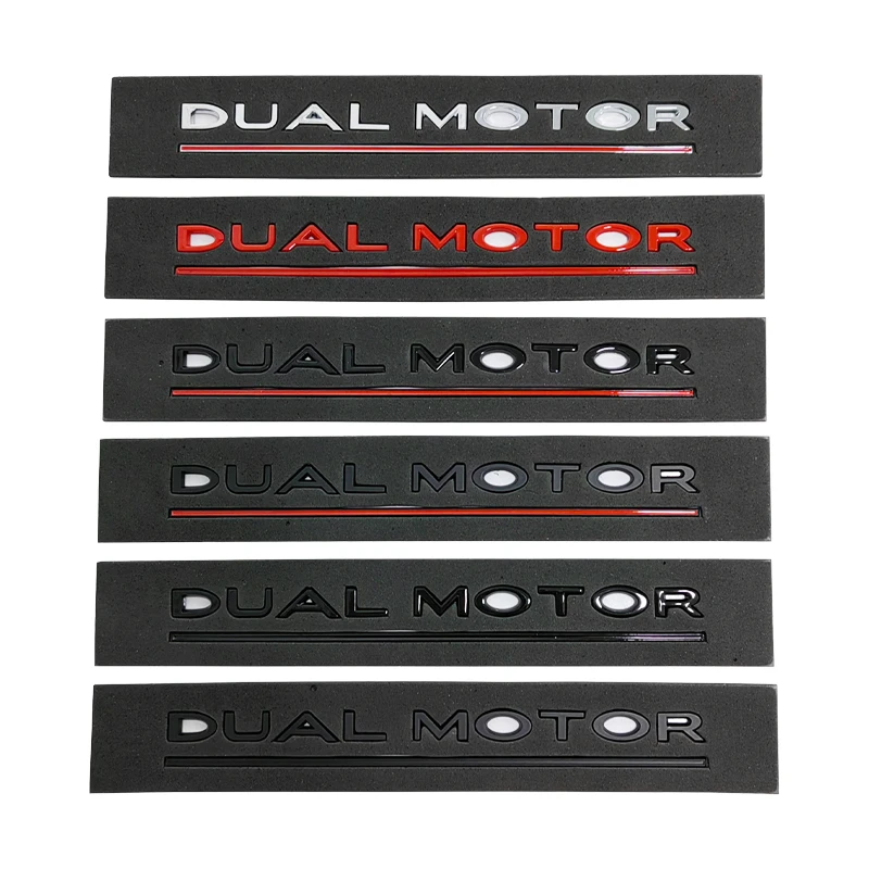 Embroidery Alpha - 3D ABS Chrome สายสีแดงสีดําโลโก้ DUAL มอเตอร์สัญลักษณ์ตัวอักษรรถจัดแต่งทรงผม