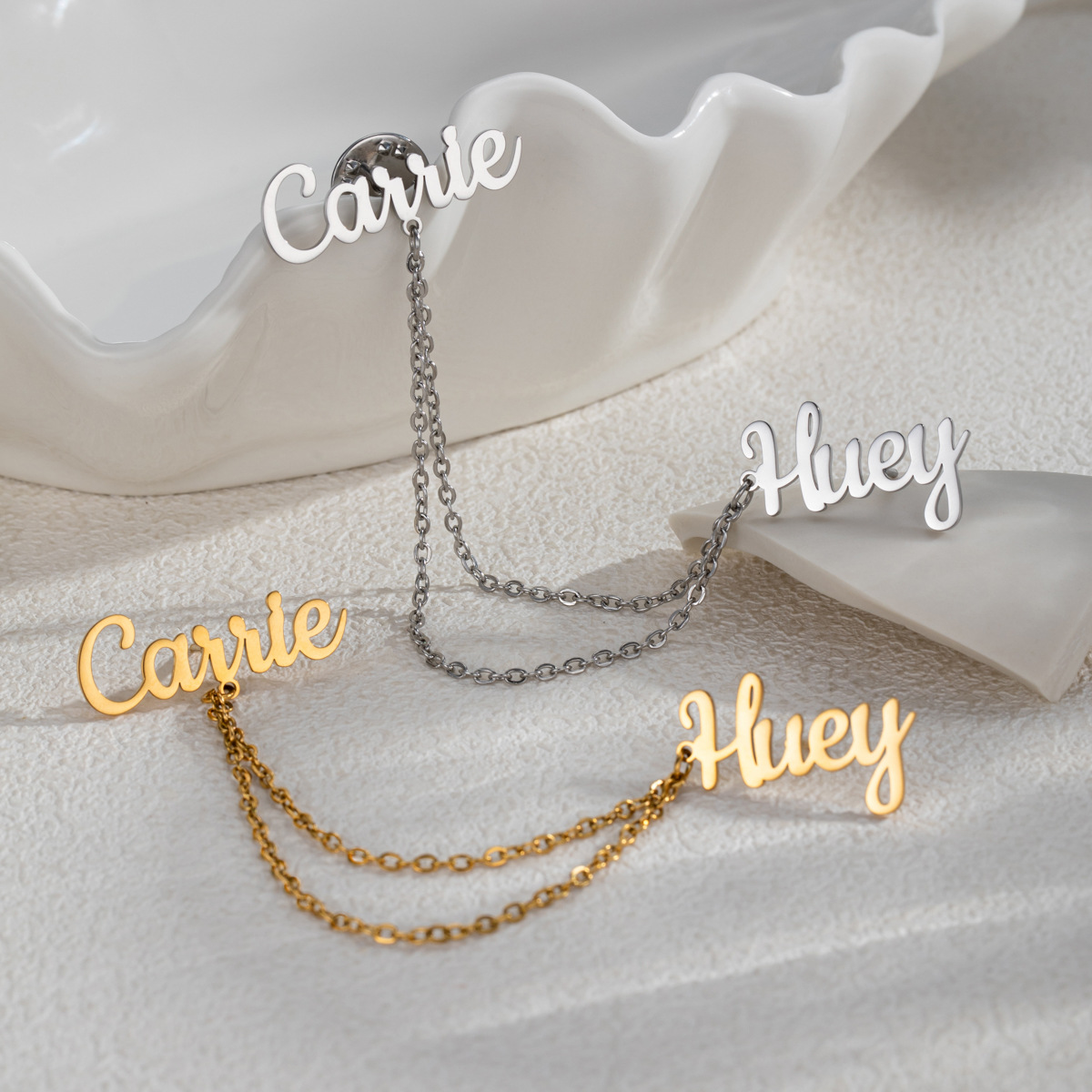 Embroidery Name - เข็มกลัดติดเสื้อแฟชั่น 2 ชื่อ แบบ DIY สั่งทำได้