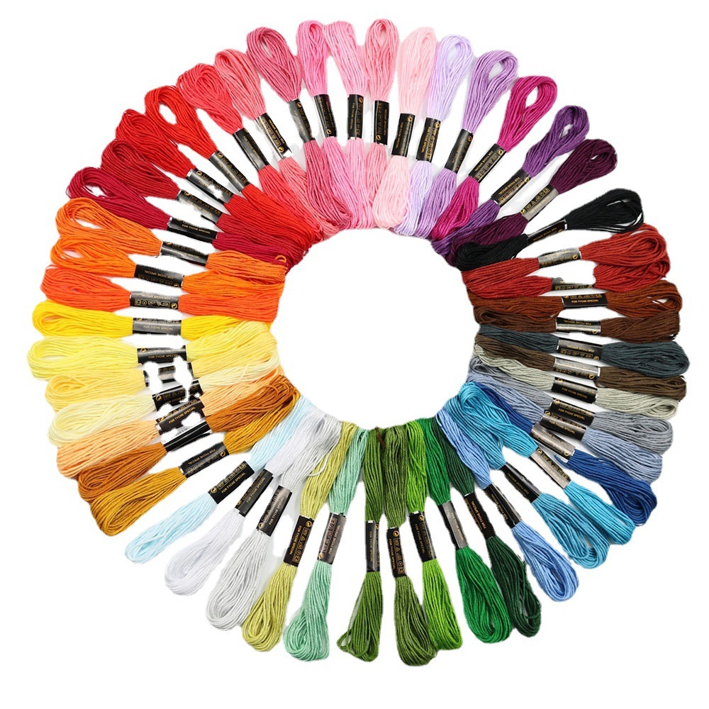 Embroidery Diy - ด้ายปักครอสสติชสีพื้น 50 สี ด้ายปักผ้าฝ้ายเทอร์รีลีน 8 เมตรต่อชิ้น