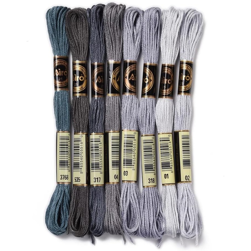 Embroidery Handicraft - 8 Skeins 70 หลาสีเทาสร้อยข้อมือมิตรภาพ String เย็บปักถักร้อยไหมขัดฟัน