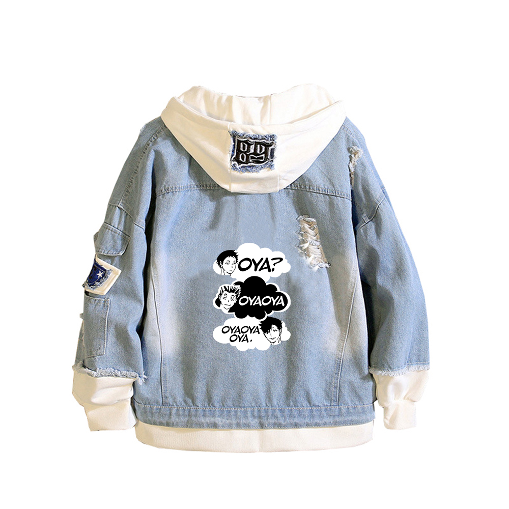 Embroidery Jacket Jeans - Haikyuu Karasuno VBC พิมพ์ผู้หญิงกางเกงยีนส์อะนิเมะ DENIM Hoodies