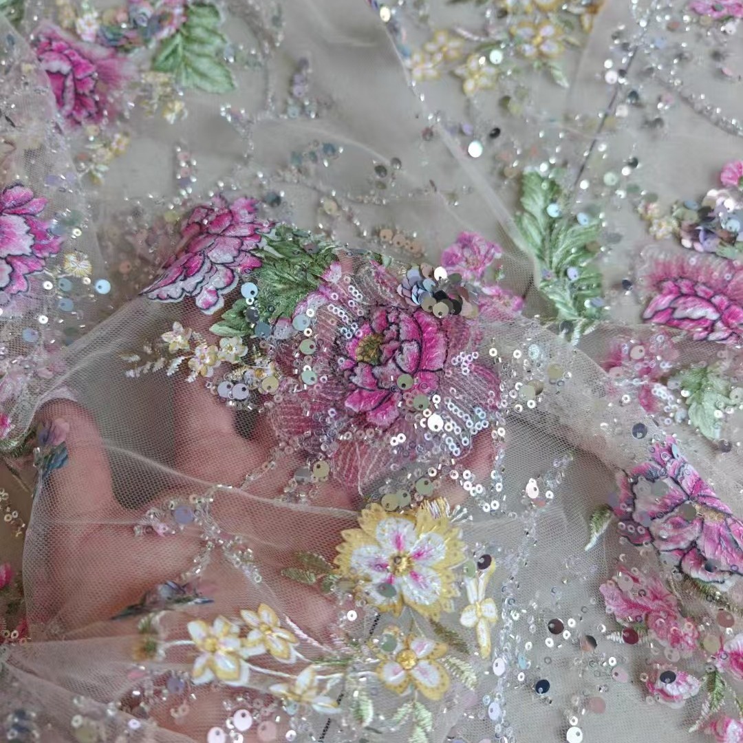 Embroidery Web - ผ้าลูกไม้ปักลายหรูหรา กว้าง 1 เมตร 120 ซม.