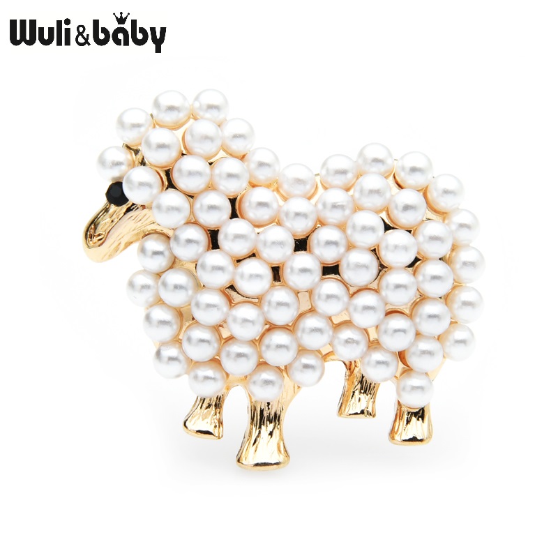 Embroidery Australia - Wuli & เด็กเล็ก Pearl แกะเข็มกลัดสีขาวสัตว์ Casual