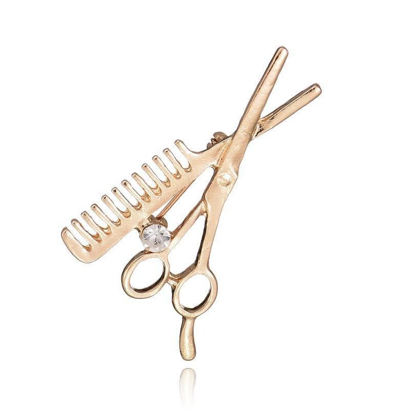 Embroidery Eyebrow - กิ๊บติดผมรูปกรรไกรคริสตัล 2 ชิ้น สำหรับติดหมวก ปกเสื้อ ฮิญาบ