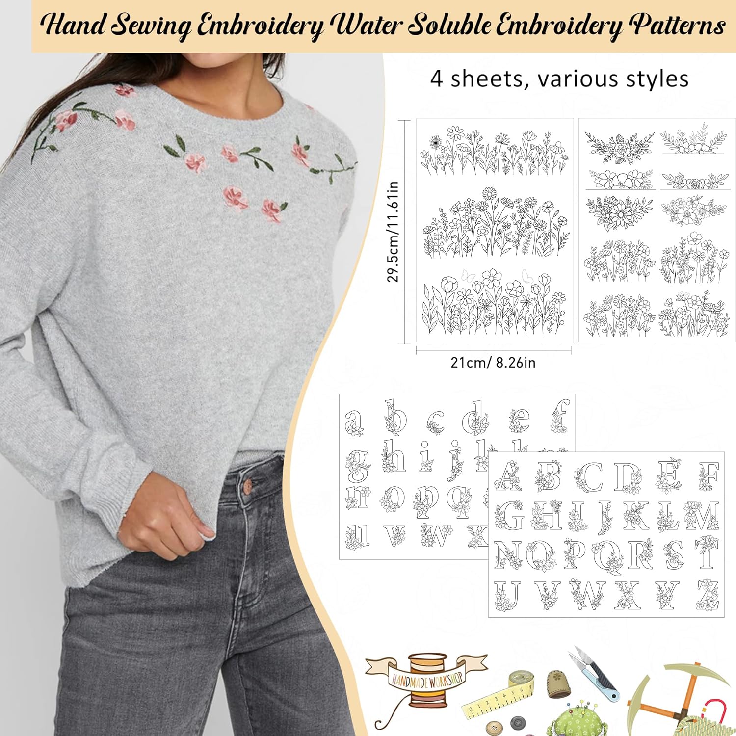 กระดาษทรานเฟอร์ลายดอกไม้แบบละล - Embroidery Web บทวิจารณ์และราคา