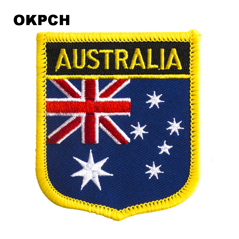 ออสเตรเลียธงโล่รูปร่างเหล็กบนแ - Embroidery Australia บทวิจารณ์และราคา
