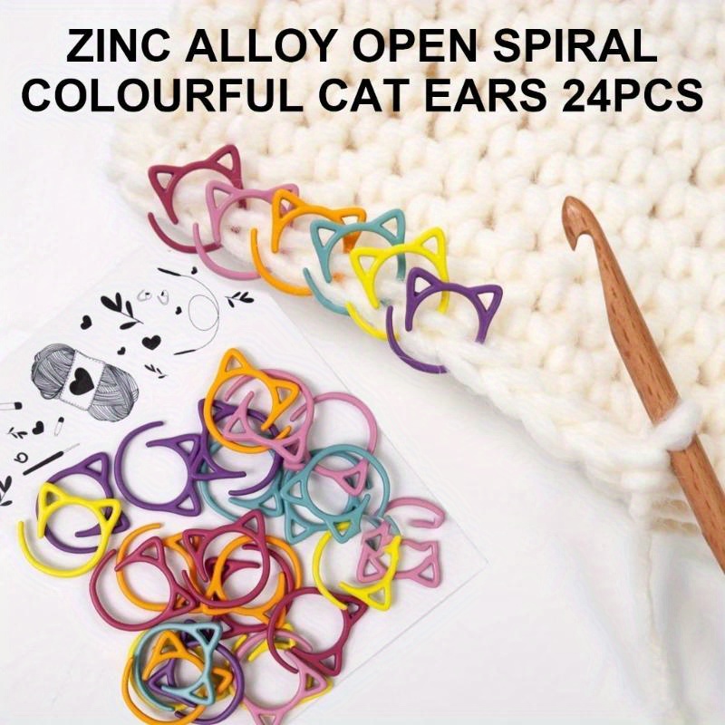 ตัวล็อคเข็มโครเชต์รูปหูแมว 24/ - Stitch Marker Ring บทวิจารณ์และราคา