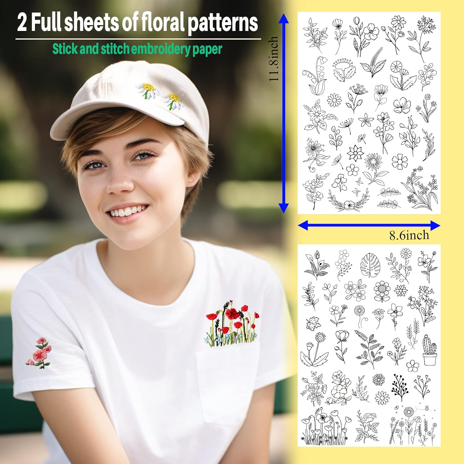 กระดาษปักลายดอกไม้แบบละลายน้ำไ - Embroidery Web บทวิจารณ์และราคา