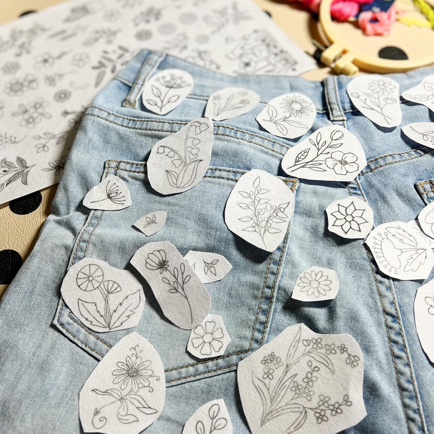 กระดาษปักลายดอกไม้แบบละลายน้ำไ - Embroidery Web บทวิจารณ์และราคา