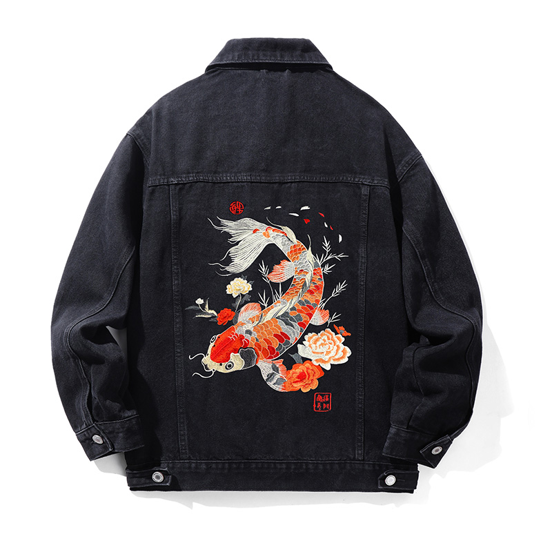 แจ็คเก็ตยีนส์ปักลายปลาคาร์พเรื - Embroidery Jacket Jeans บทวิจารณ์และราคา