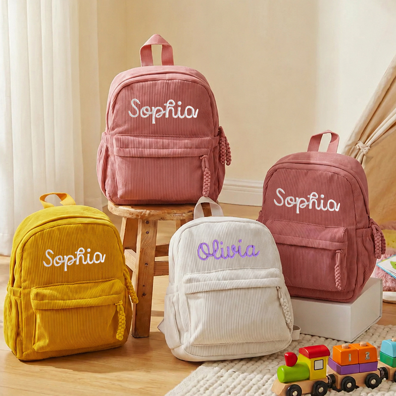 กระเป๋าเป้สะพายหลังผ้าลูกฟูกแบ - Embroidery Name บทวิจารณ์และราคา