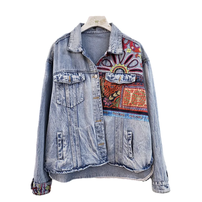 โบฮีเมียเย็บปักถักร้อย Splicin - Embroidery Jacket Jeans บทวิจารณ์และราคา