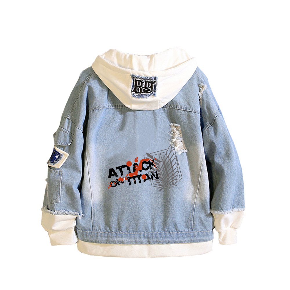 โจมตีTitan Anime Denimแจ็คเก็ต - Embroidery Jacket Jeans บทวิจารณ์และราคา