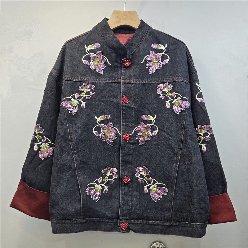เสื้อแจ็คเก็ตยีนส์ปักลายดอกไม้ - Embroidery Jacket Jeans บทวิจารณ์และราคา