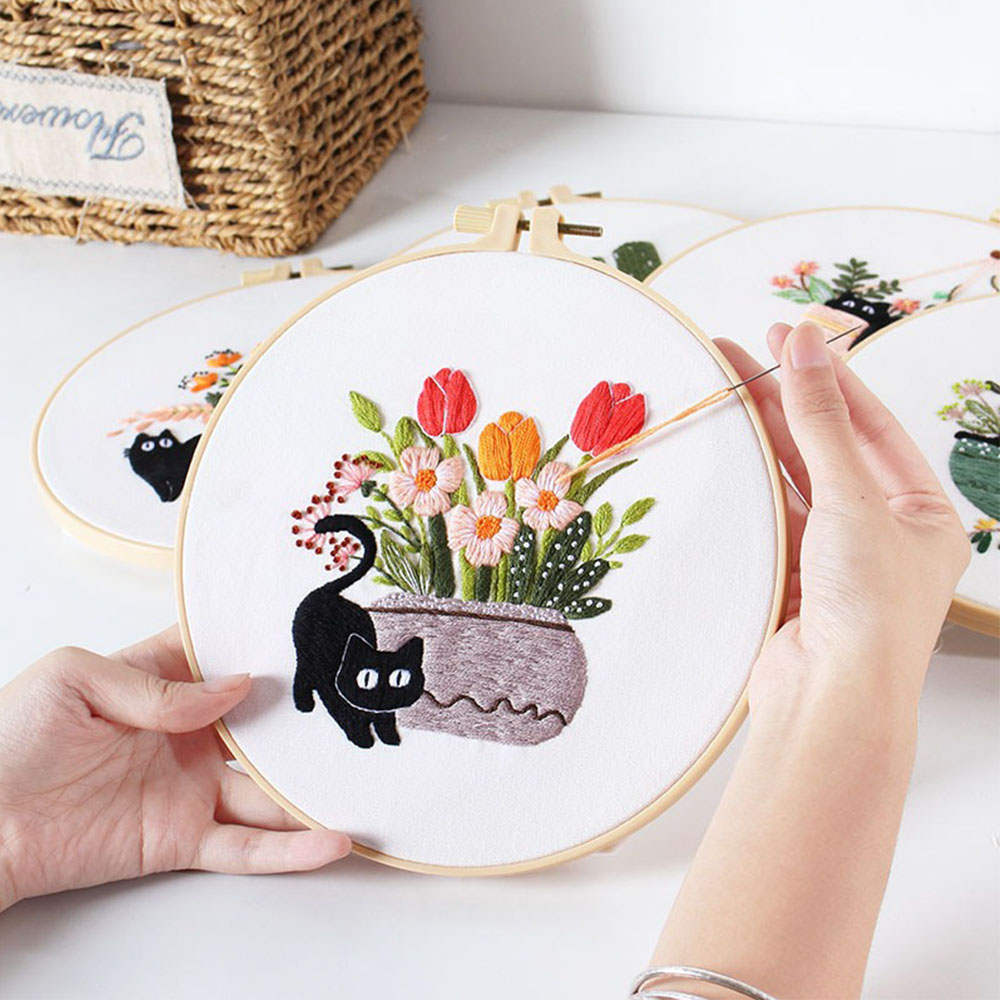 ชุดปักลายแมวดำ |   อุปกรณ์งานเ - Embroidery Ideas For Bags บทวิจารณ์และราคา