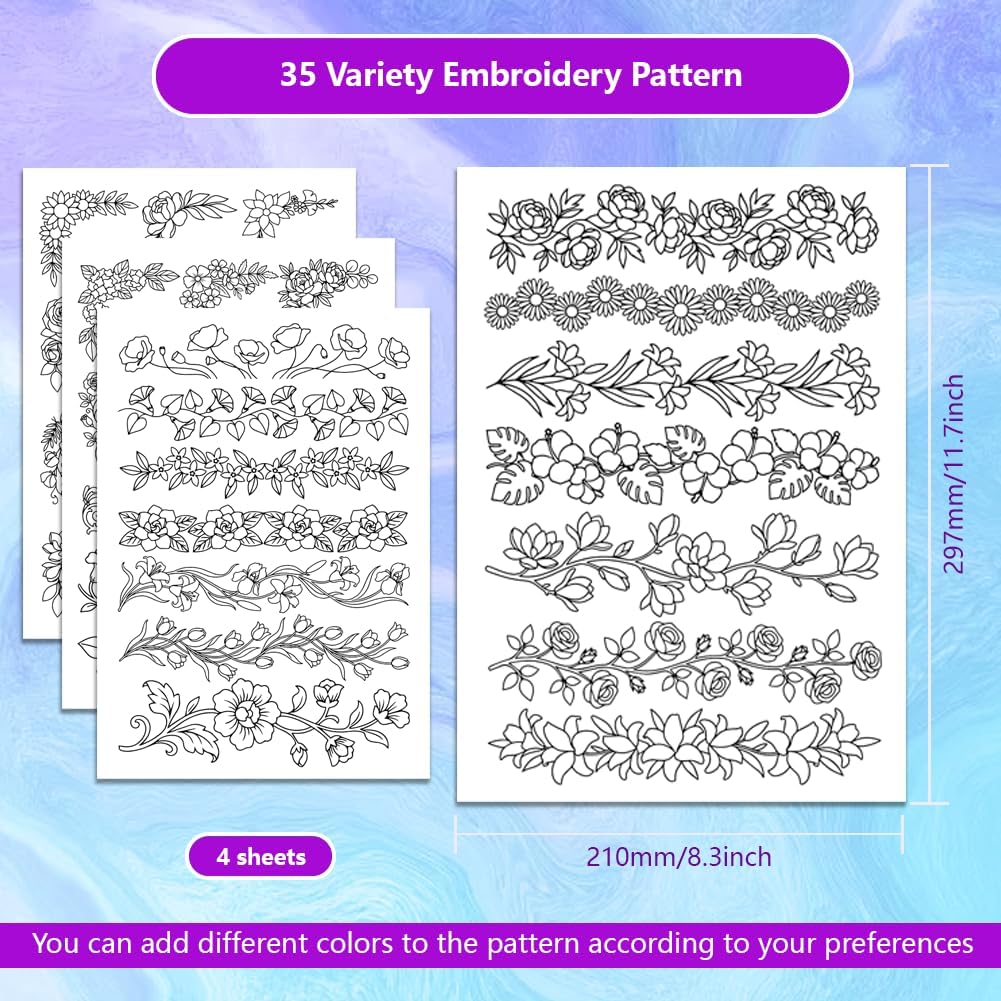 กระดาษปักลายดอกไม้ขนาดใหญ่แบบพ - Embroidery Web บทวิจารณ์และราคา