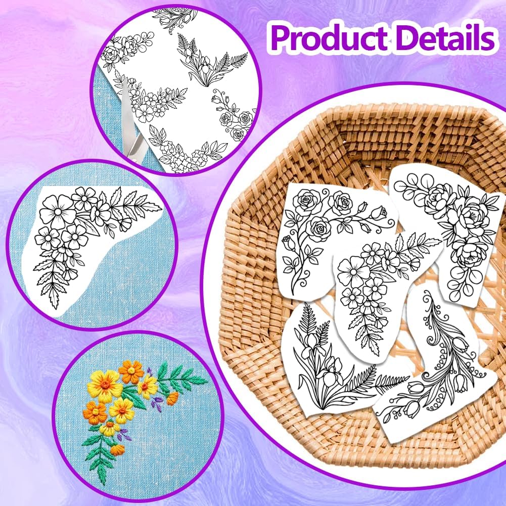 กระดาษปักลายดอกไม้ขนาดใหญ่แบบพ - Embroidery Web บทวิจารณ์และราคา