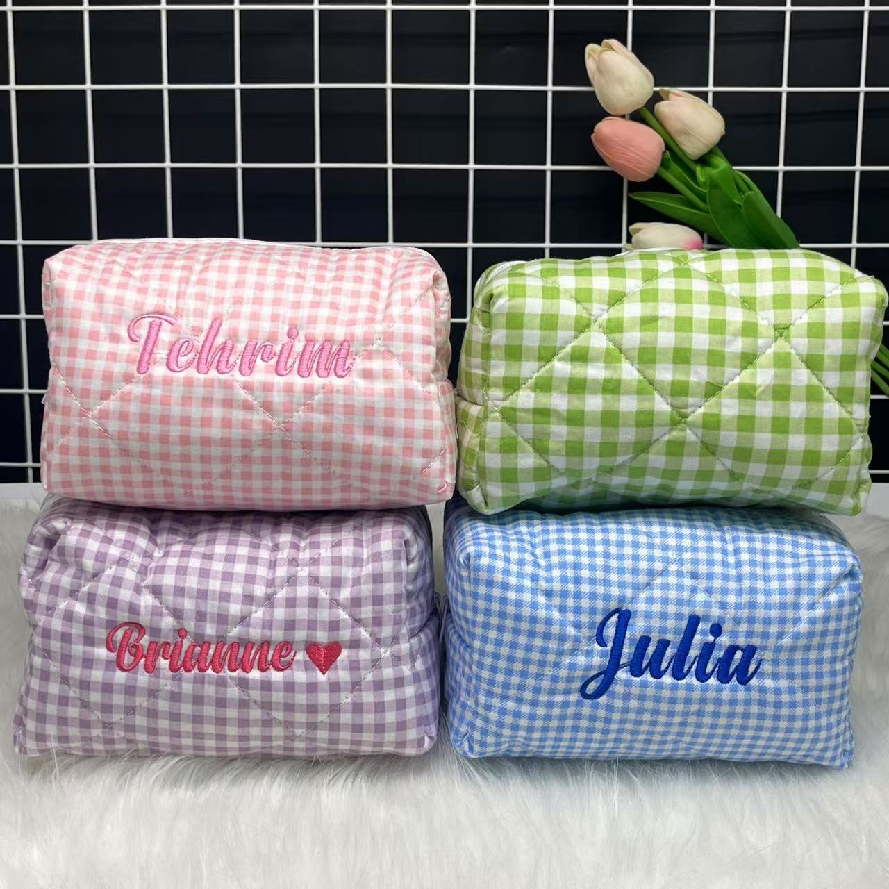 กระเป๋าเครื่องสําอางลายทางความ - Embroidery Name บทวิจารณ์และราคา